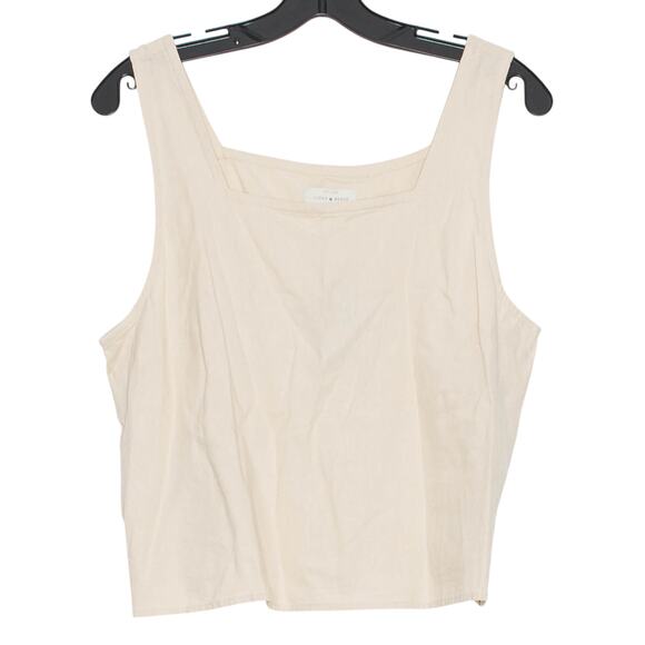 NWT Lucky Brand Tank Top Linen Boho Cottage Minimalist Coastal Grandma Medium - Picture 1 of 5